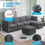 premium u shaped sectional 6 seater modular sofa with storage ultimate comfort dark gray comfortable couch