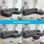 premium u shaped sectional 6 seater modular sofa with storage ultimate comfort dark gray free combinations