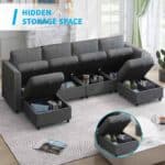 premium u shaped sectional 6 seater modular sofa with storage ultimate comfort dark gray hidden storage
