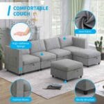 premium u shaped sectional 6 seater modular sofa with storage ultimate comfort light gray comfortable