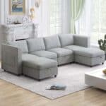 premium u shaped sectional 6 seater modular sofa with storage ultimate comfort light gray main