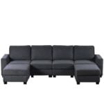 u shaped sectional sofa 6 seater with removable ottomans front view