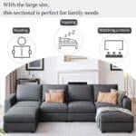 u shaped sectional sofa 6 seater with removable ottomans large size