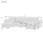 u shaped sectional sofa 6 seater with removable ottomans size