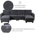u shaped sectional sofa 6 seater with removable ottomans soft and durable